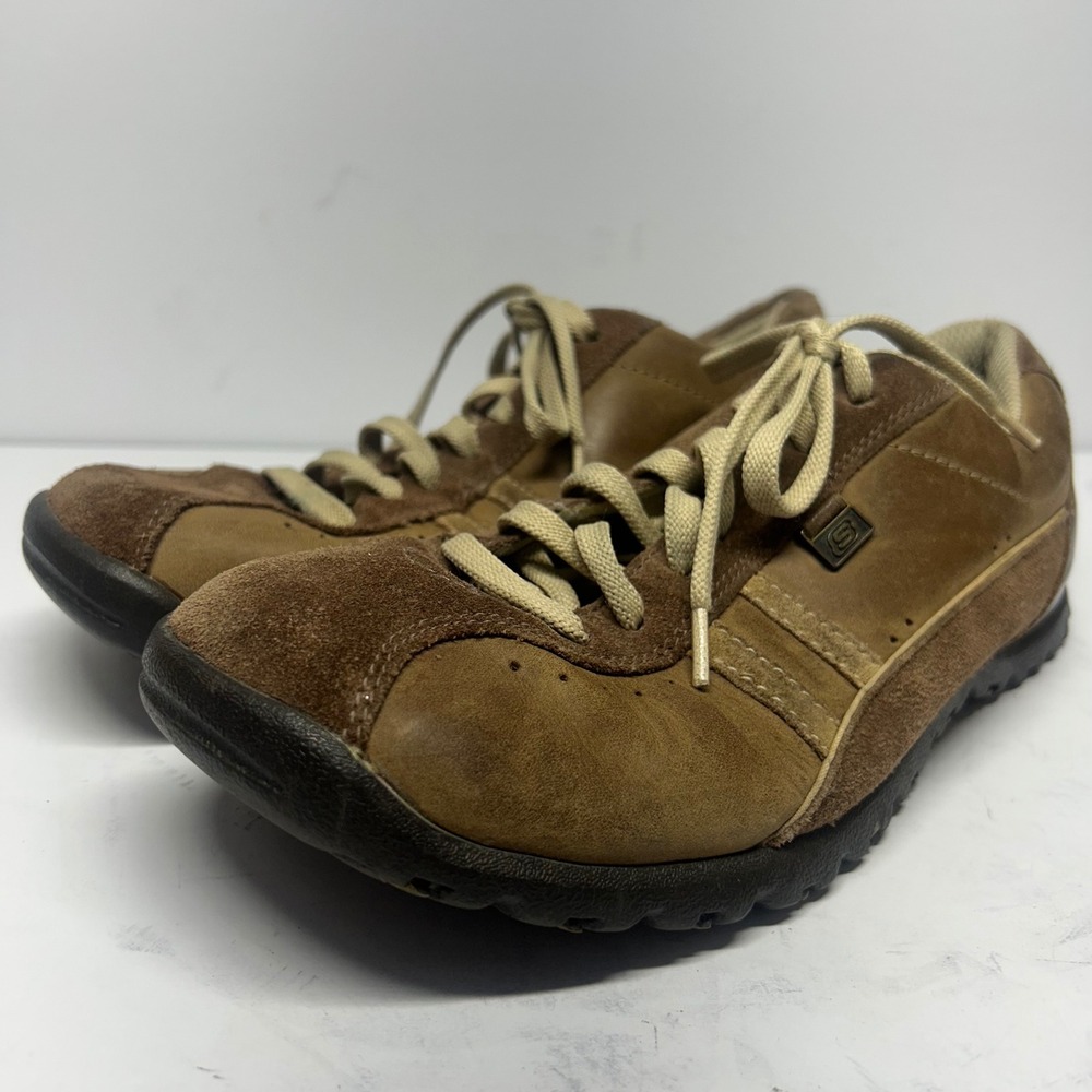 Skechers 45410 Brown Leather Suede Sneakers Mens Size 8 Low Top Casual Shoes
